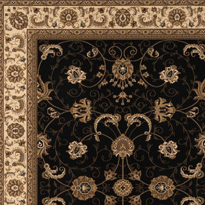HomeRoots 10' Black and Ivory Oriental Runner Rug - Elegant Design for Hallways, Kitchens, and Entryways 8x11 395215
