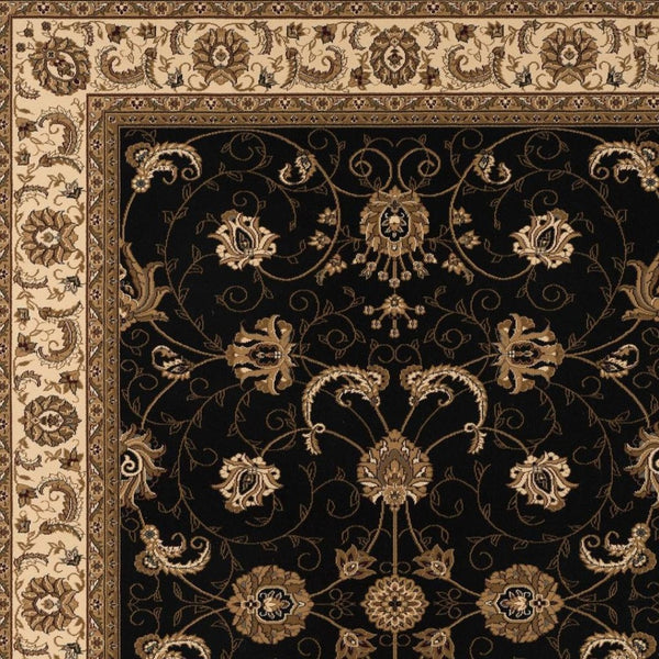 HomeRoots 10' Black and Ivory Oriental Runner Rug - Elegant Design for Hallways, Kitchens, and Entryways 8x11 395215