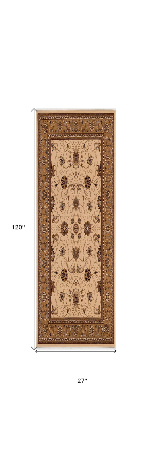 Homeroots 10' Runner Beige And Ivory Oriental Power Loom Runner Rug  Olefin 395216