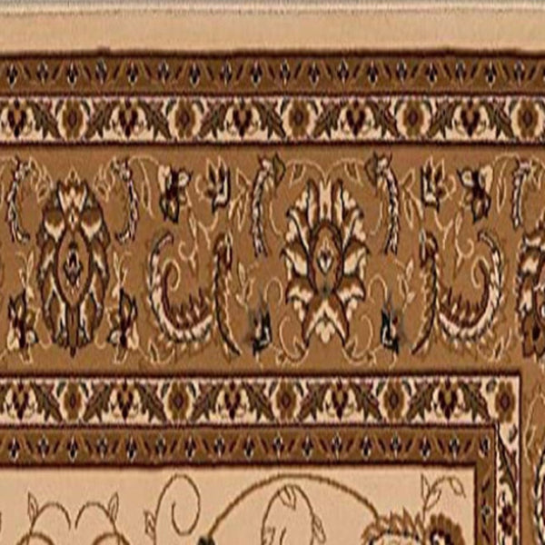 HomeRoots 10' Elegant Beige and Ivory Oriental Runner Rug for Hallways, Kitchens, and Transitional Spaces 2x13 395218