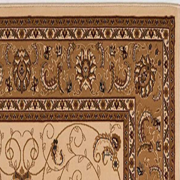 HomeRoots 10' Elegant Beige and Ivory Oriental Runner Rug for Hallways, Kitchens, and Transitional Spaces 2x20 395220