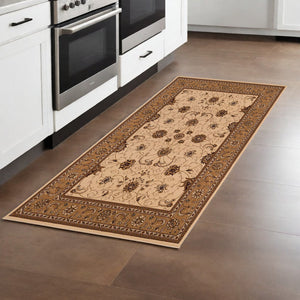 Homeroots 8' Runner Beige And Ivory Oriental Power Loom Runner Rug  Olefin 395224