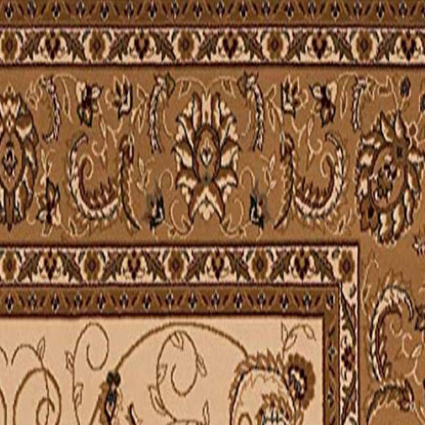 HomeRoots 10' Elegant Beige and Ivory Oriental Runner Rug for Hallways, Kitchens, and Transitional Spaces 3x13 395227