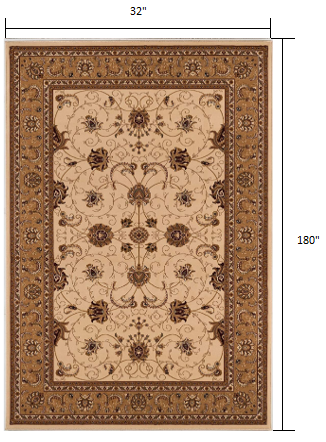 Homeroots 15' Runner Beige And Ivory Oriental Power Loom Runner Rug  Olefin 395228