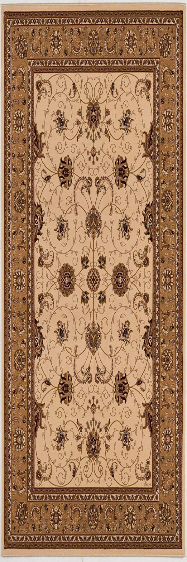HomeRoots 10' Elegant Beige and Ivory Oriental Runner Rug for Hallways, Kitchens, and Transitional Spaces 3x20 395229