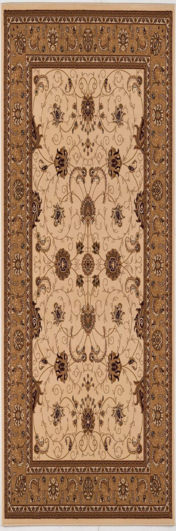 HomeRoots 10' Elegant Beige and Ivory Oriental Runner Rug for Hallways, Kitchens, and Transitional Spaces 3x20 395229