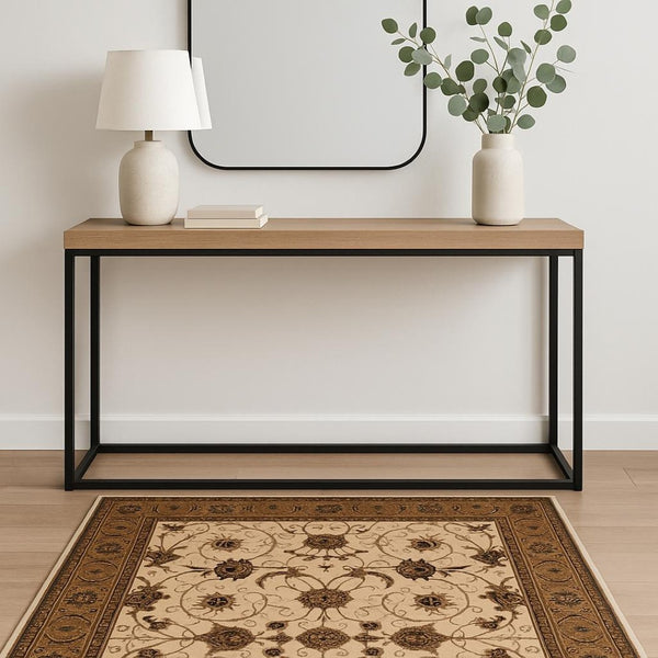 HomeRoots 10' Elegant Beige and Ivory Oriental Runner Rug for Hallways, Kitchens, and Transitional Spaces 4x6 395233