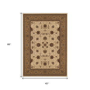 HomeRoots 10' Elegant Beige and Ivory Oriental Runner Rug for Hallways, Kitchens, and Transitional Spaces 4x6 395233