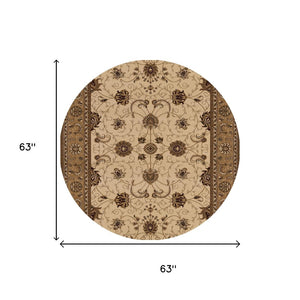 HomeRoots 10' Elegant Beige and Ivory Oriental Runner Rug for Hallways, Kitchens, and Transitional Spaces 5x5 395234