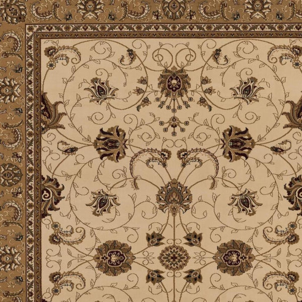 HomeRoots 10' Elegant Beige and Ivory Oriental Runner Rug for Hallways, Kitchens, and Transitional Spaces 5x8 395235