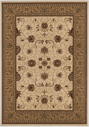 Homeroots 7' X 9' Beige And Ivory Oriental Power Loom Area Rug  Olefin 395236