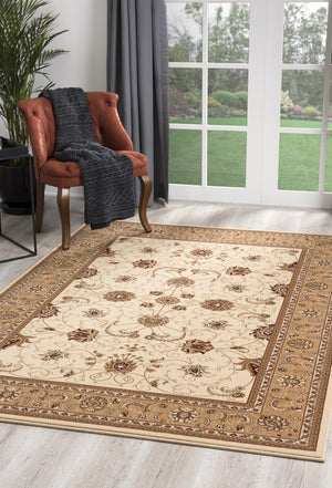 Homeroots 7' X 9' Beige And Ivory Oriental Power Loom Area Rug  Olefin 395236
