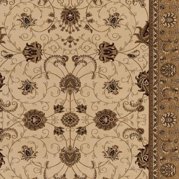 HomeRoots 10' Elegant Beige and Ivory Oriental Runner Rug for Hallways, Kitchens, and Transitional Spaces 7x10 395236
