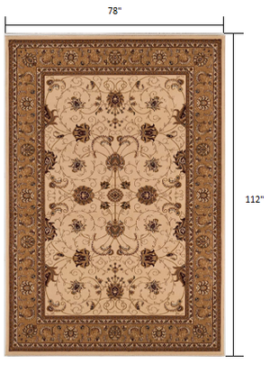 Homeroots 7' X 9' Beige And Ivory Oriental Power Loom Area Rug  Olefin 395236
