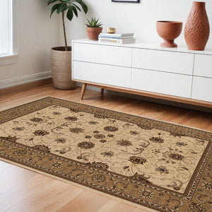 Homeroots 8' X 11' Beige And Ivory Oriental Power Loom Area Rug  Olefin 395237