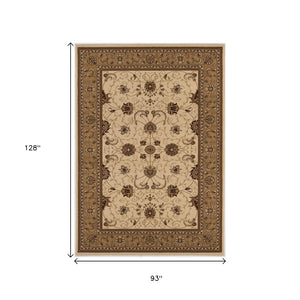 HomeRoots 10' Elegant Beige and Ivory Oriental Runner Rug for Hallways, Kitchens, and Transitional Spaces 8x11 395237