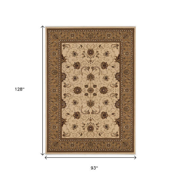 HomeRoots 10' Elegant Beige and Ivory Oriental Runner Rug for Hallways, Kitchens, and Transitional Spaces 8x11 395237