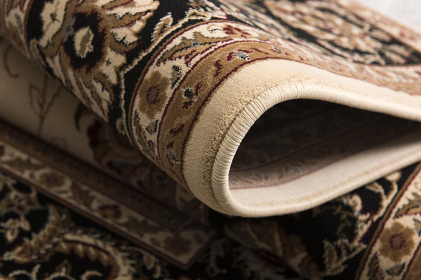 Homeroots 13' Runner Black And Ivory Oriental Power Loom Runner Rug  Olefin 395240