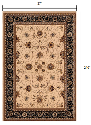 Homeroots 20' Runner Black And Ivory Oriental Power Loom Runner Rug  Olefin 395242