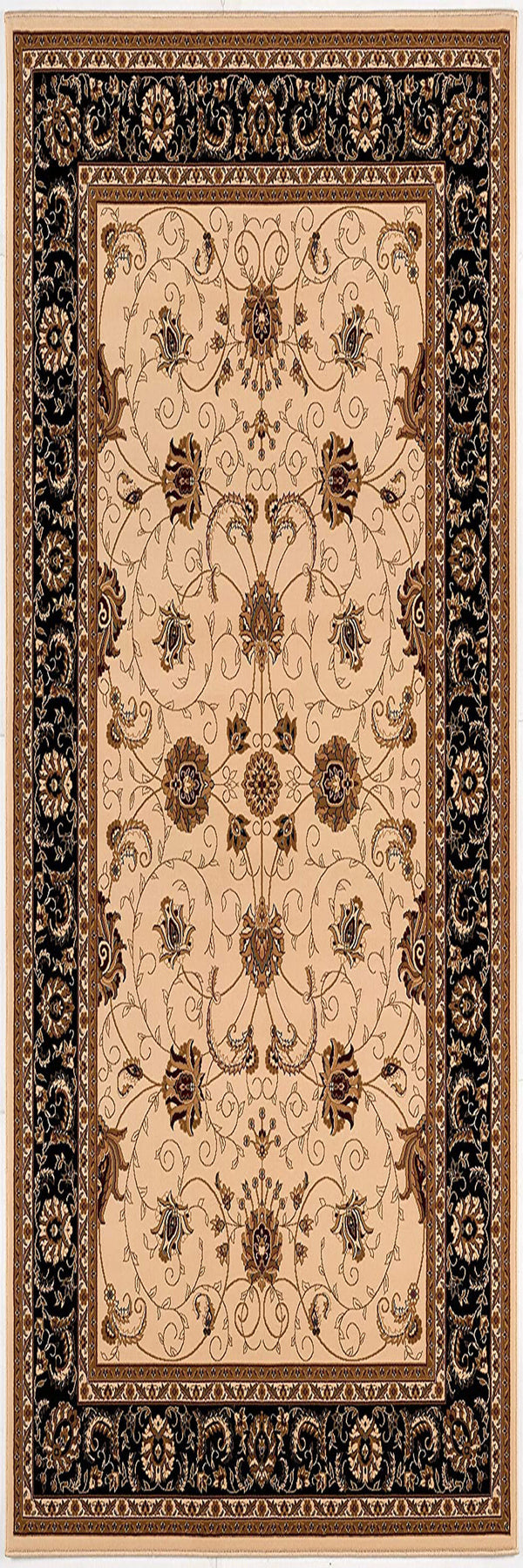 Homeroots 8' Runner Black And Ivory Oriental Power Loom Runner Rug  Olefin 395246