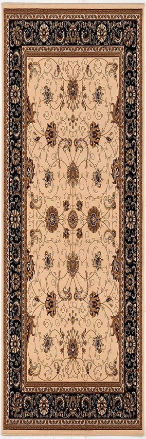 HomeRoots 10' Elegant Black and Ivory Oriental Runner Rug – Durable, Abstract Design for Hallways and Entryways 2x8 395246