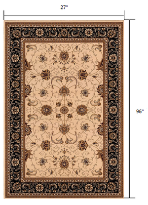 Homeroots 8' Runner Black And Ivory Oriental Power Loom Runner Rug  Olefin 395246
