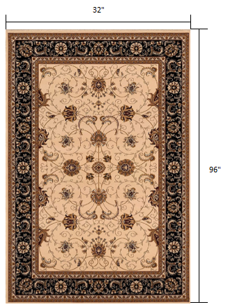 Homeroots 8' Runner Black And Ivory Oriental Power Loom Runner Rug  Olefin 395254