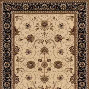 HomeRoots 10' Elegant Black and Ivory Oriental Runner Rug – Durable, Abstract Design for Hallways and Entryways 4x6 395255