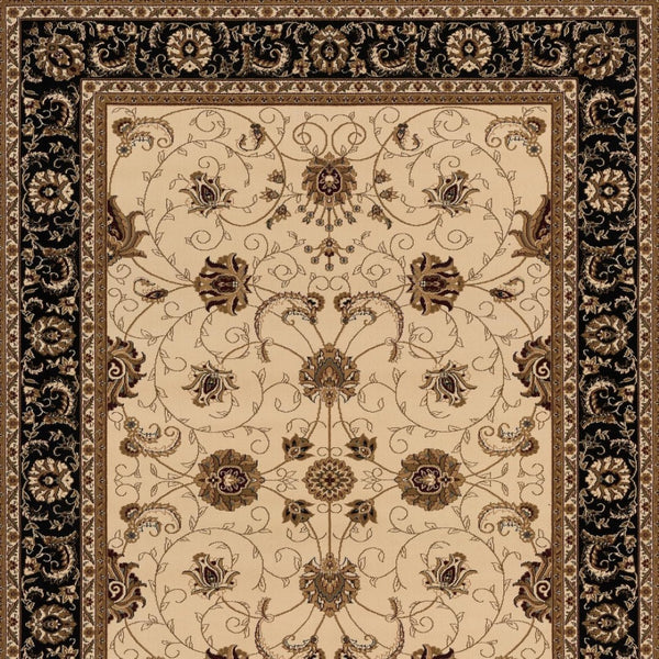 HomeRoots 10' Elegant Black and Ivory Oriental Runner Rug – Durable, Abstract Design for Hallways and Entryways 4x6 395255