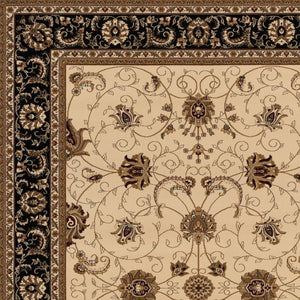 HomeRoots 10' Elegant Black and Ivory Oriental Runner Rug – Durable, Abstract Design for Hallways and Entryways 5x8 395257