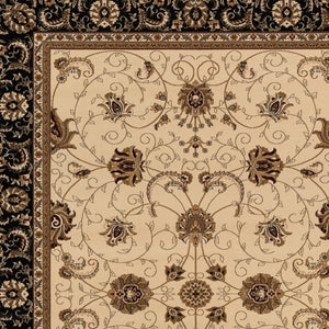 HomeRoots 10' Elegant Black and Ivory Oriental Runner Rug – Durable, Abstract Design for Hallways and Entryways 7x10 395258