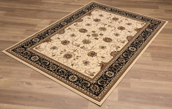 HomeRoots 10' Elegant Black and Ivory Oriental Runner Rug – Durable, Abstract Design for Hallways and Entryways 7x10 395258