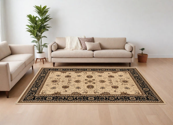 Homeroots 8' X 11' Black And Ivory Oriental Power Loom Area Rug  Olefin 395259