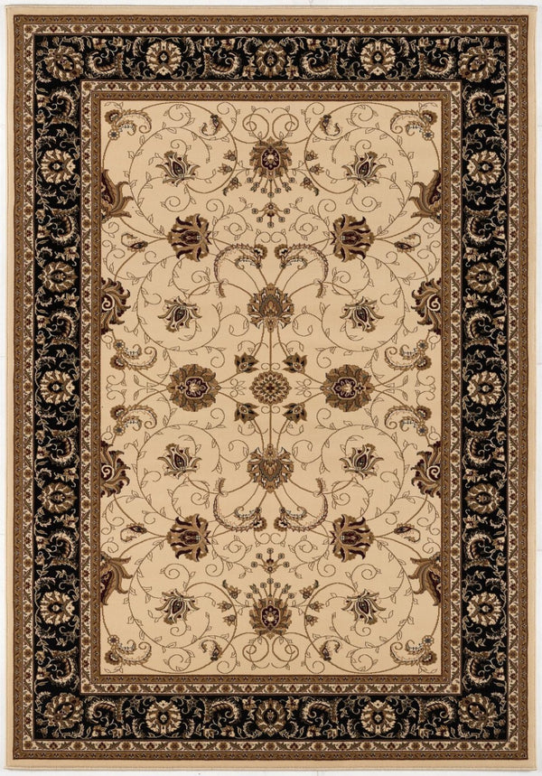 HomeRoots 10' Elegant Black and Ivory Oriental Runner Rug – Durable, Abstract Design for Hallways and Entryways 8x11 395259