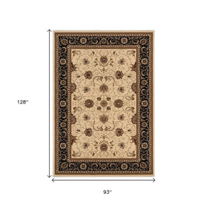 HomeRoots 10' Elegant Black and Ivory Oriental Runner Rug – Durable, Abstract Design for Hallways and Entryways 8x11 395259