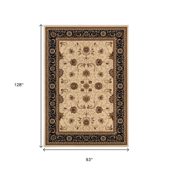 HomeRoots 10' Elegant Black and Ivory Oriental Runner Rug – Durable, Abstract Design for Hallways and Entryways 8x11 395259