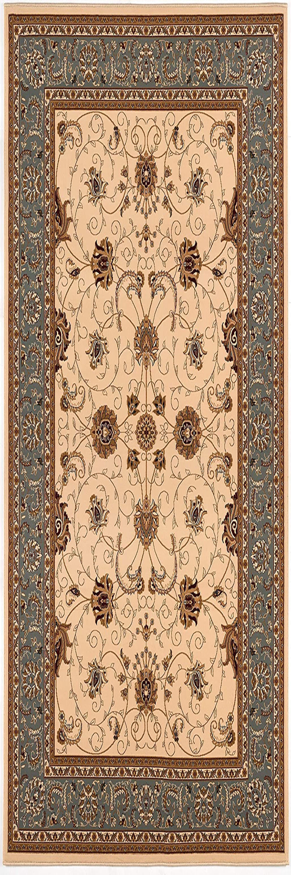 Homeroots 15' Runner Blue And Ivory Oriental Power Loom Runner Rug  Olefin 395263