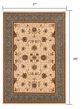Homeroots 15' Runner Blue And Ivory Oriental Power Loom Runner Rug  Olefin 395263