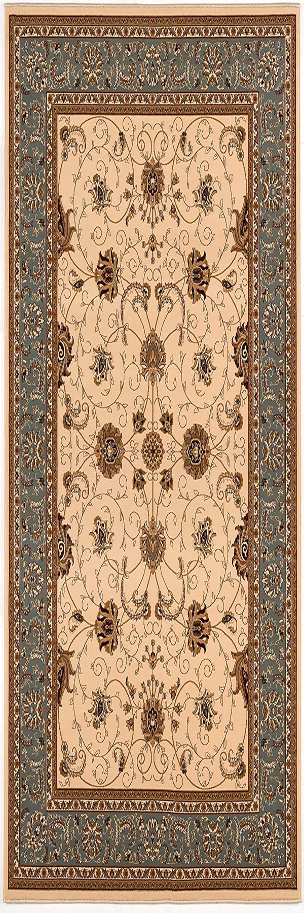 Homeroots 20' Runner Blue And Ivory Oriental Power Loom Runner Rug  Olefin 395264
