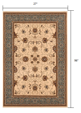 Homeroots 8' Runner Blue And Ivory Oriental Power Loom Runner Rug  Olefin 395268
