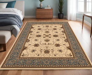Homeroots 4' X 6' Blue And Ivory Oriental Power Loom Area Rug  Olefin 395277