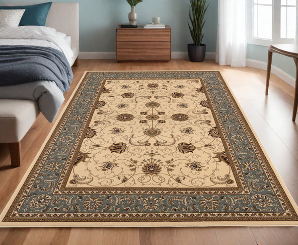 Homeroots 4' X 6' Blue And Ivory Oriental Power Loom Area Rug  Olefin 395277