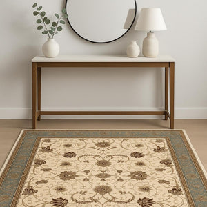 HomeRoots 10' Durable Blue and Ivory Oriental Runner Rug for Hallways – Timeless Style and Lasting Comfort 4x6 395277