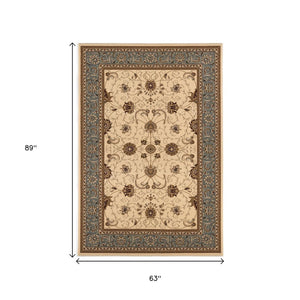 HomeRoots 10' Durable Blue and Ivory Oriental Runner Rug for Hallways – Timeless Style and Lasting Comfort 5x8 395279