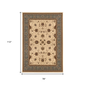 HomeRoots 10' Durable Blue and Ivory Oriental Runner Rug for Hallways – Timeless Style and Lasting Comfort 7x10 395280