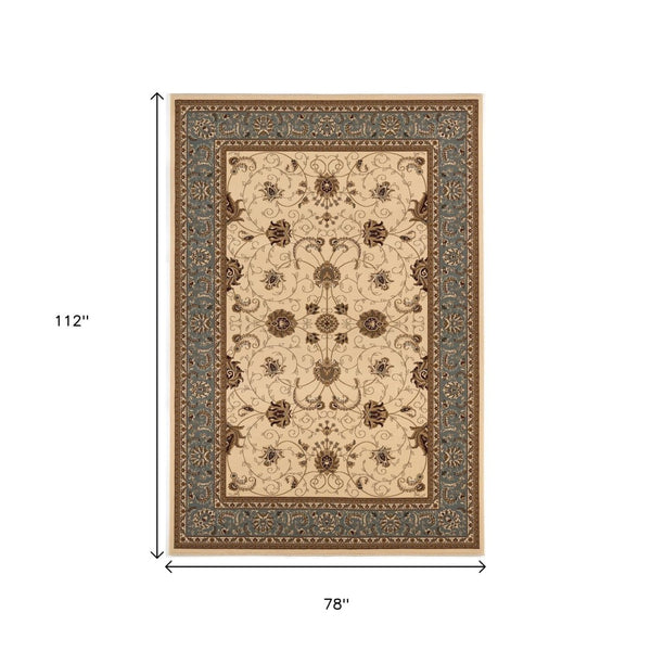 HomeRoots 10' Durable Blue and Ivory Oriental Runner Rug for Hallways – Timeless Style and Lasting Comfort 7x10 395280