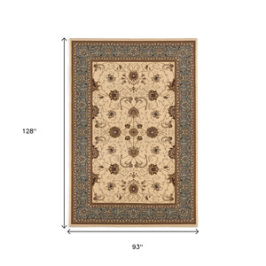 HomeRoots 10' Durable Blue and Ivory Oriental Runner Rug for Hallways – Timeless Style and Lasting Comfort 8x11 395282