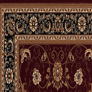 HomeRoots 10' Bold Red and Black Abstract Oriental Runner Rug for High-Traffic Areas - Durable and Stylish 2x10 395283