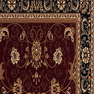 HomeRoots 10' Bold Red and Black Abstract Oriental Runner Rug for High-Traffic Areas - Durable and Stylish 2x13 395285