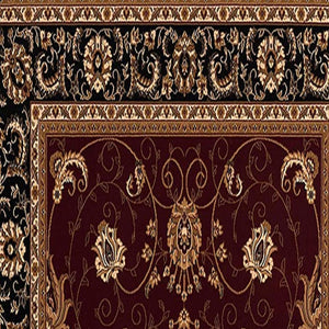 HomeRoots 10' Bold Red and Black Abstract Oriental Runner Rug for High-Traffic Areas - Durable and Stylish 2x20 395287